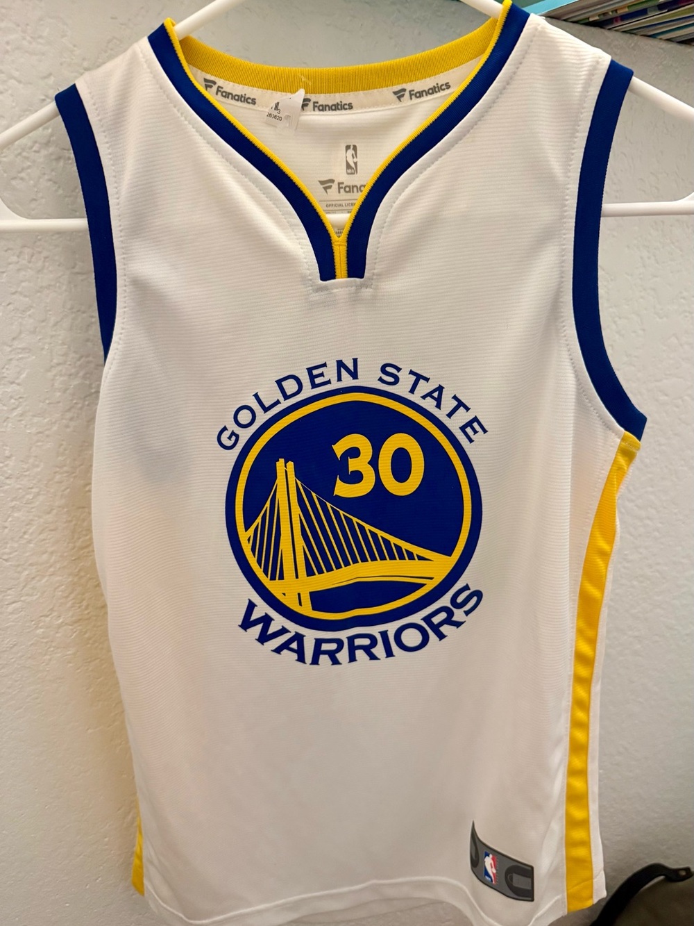 NBA White Jersey with Blue and Yellow Accents